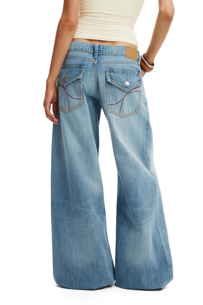 Low Rise Wide Leg Jeans, Alternate, color, FAIRLIGHT BLUE STITCH
