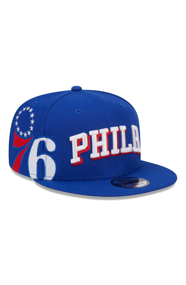 New Era Men's New Era Royal Philadelphia 76ers Side Logo 9FIFTY Snapback Hat, Main, color, 