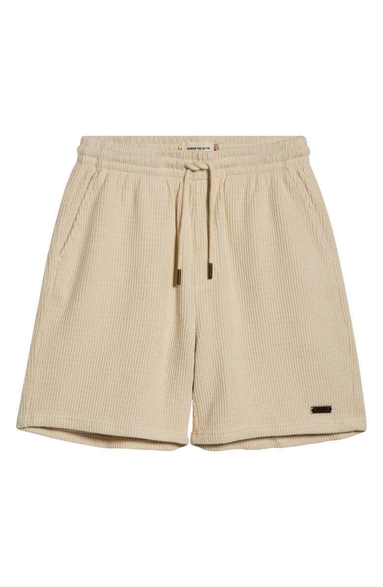 HONOR THE GIFT Rib Knit Stretch Cotton Blend Drawstring Shorts, Main, color, Bone