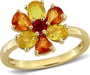 DELMAR Yellow and Orange Sapphire Flower Ring