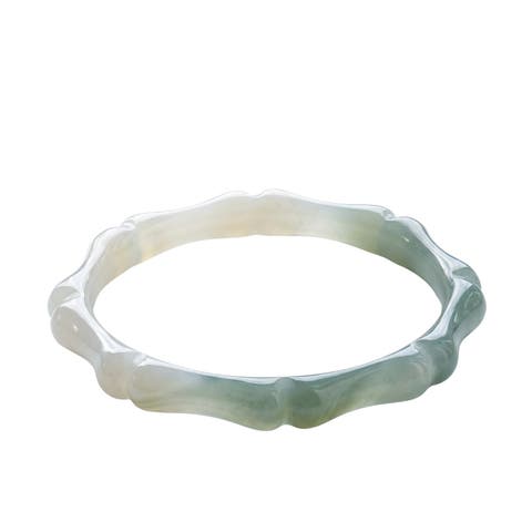 Wave Skinny Round Jade Stone Bangle