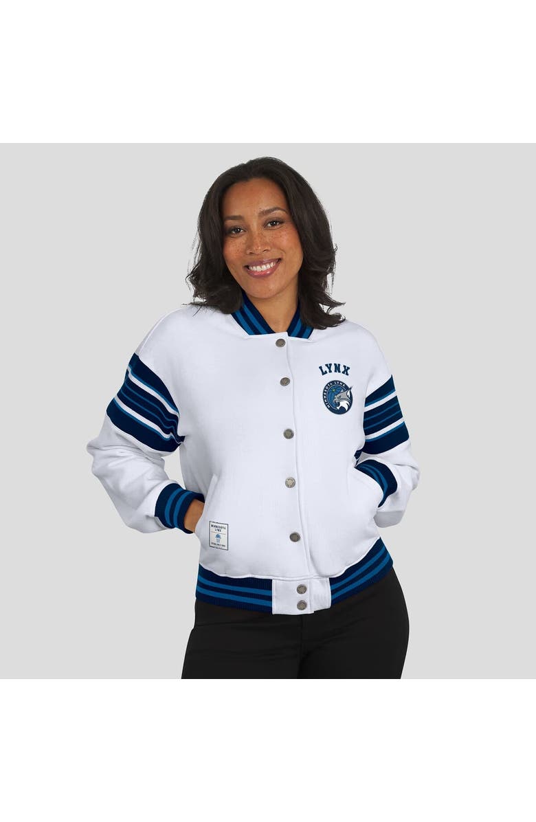 WEAR by Erin Andrews Women's WEAR by Erin Andrews White/Navy Minnesota Lynx Full-Snap Fleece Sweatshirt Jacket, Alternate, color, 