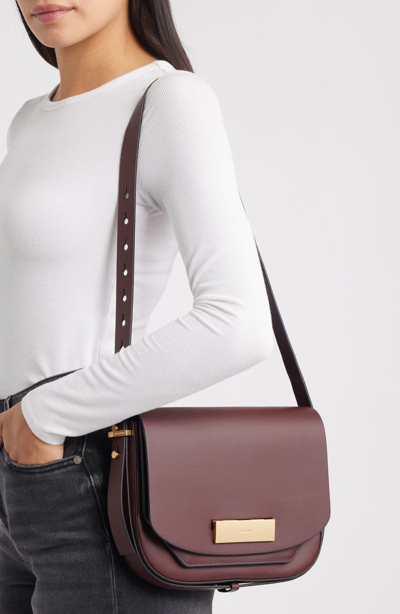 AllSaints Etta Leather Shoulder Bag, Alternate, color, Dark Red