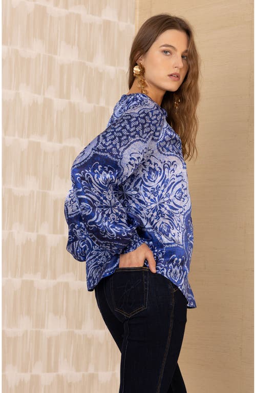 Hale Bob Marianna Silk Top In Blue