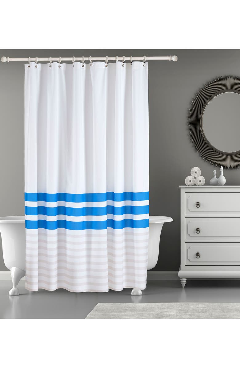 Brooks Brothers Turkish Peshtemal Shower Curtain, Alternate, color, Silver Blue