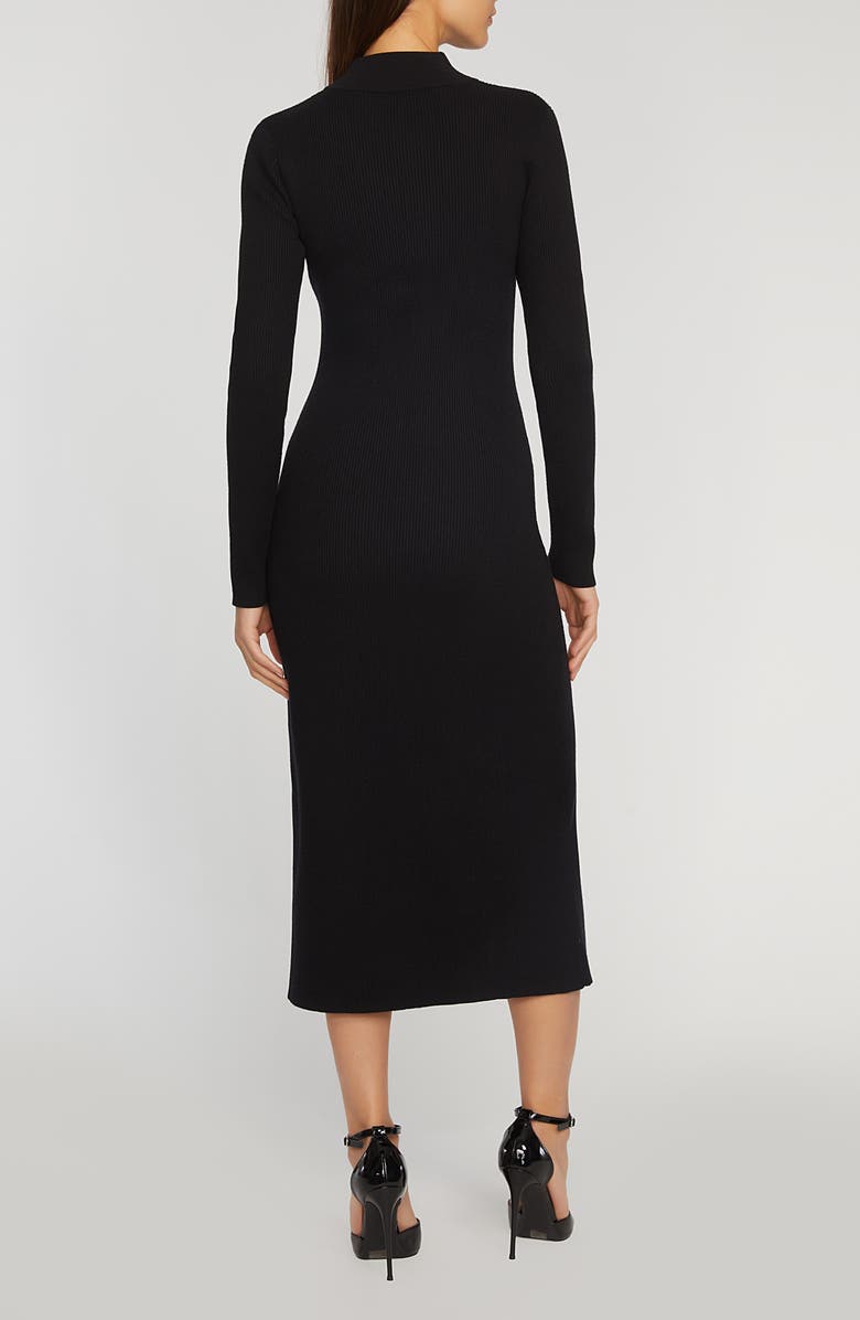 Elie Tahari The Chaya Button Detail Long Sleeve Sweater Dress, Alternate, color, Noir