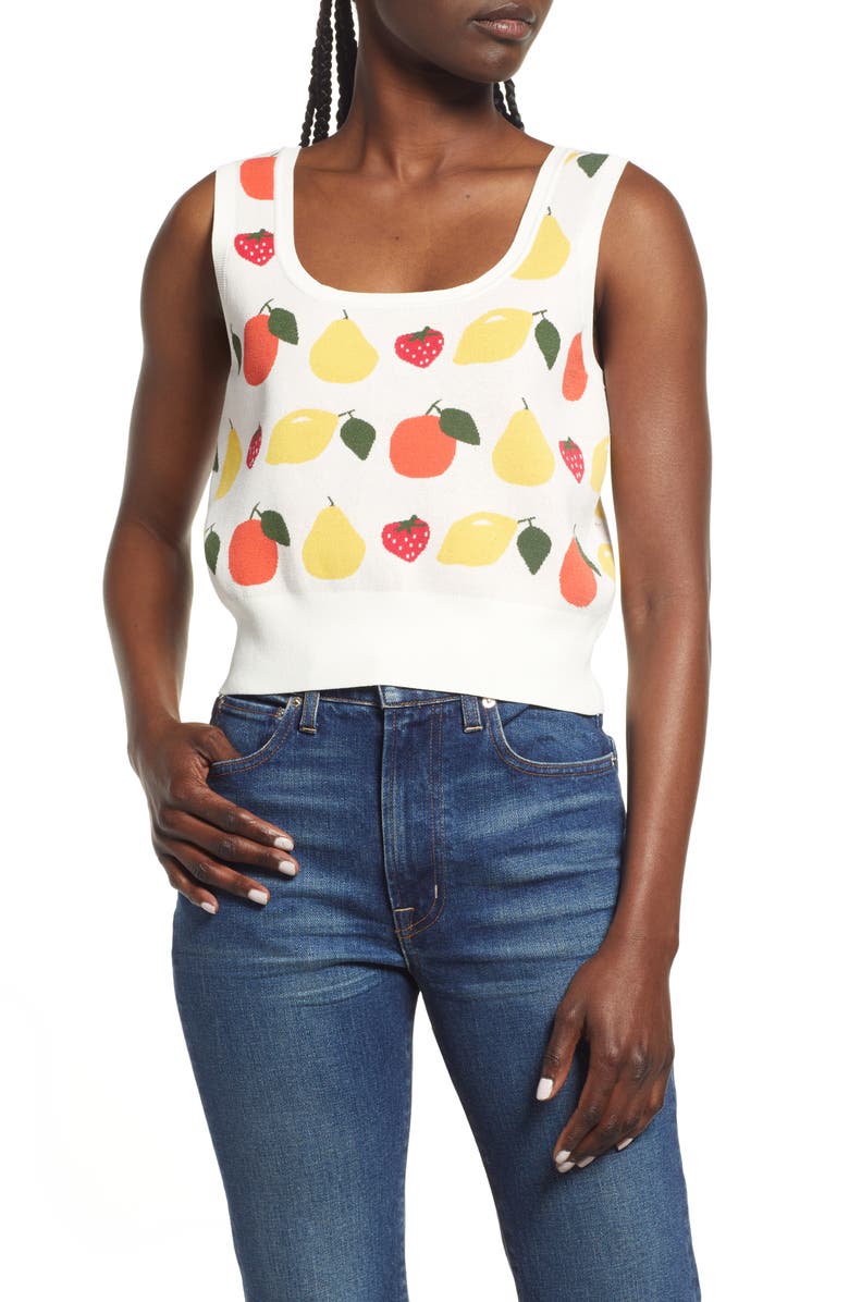 & Other Stories Jacquard Knit Fruit Crop Top, Main, color, 
