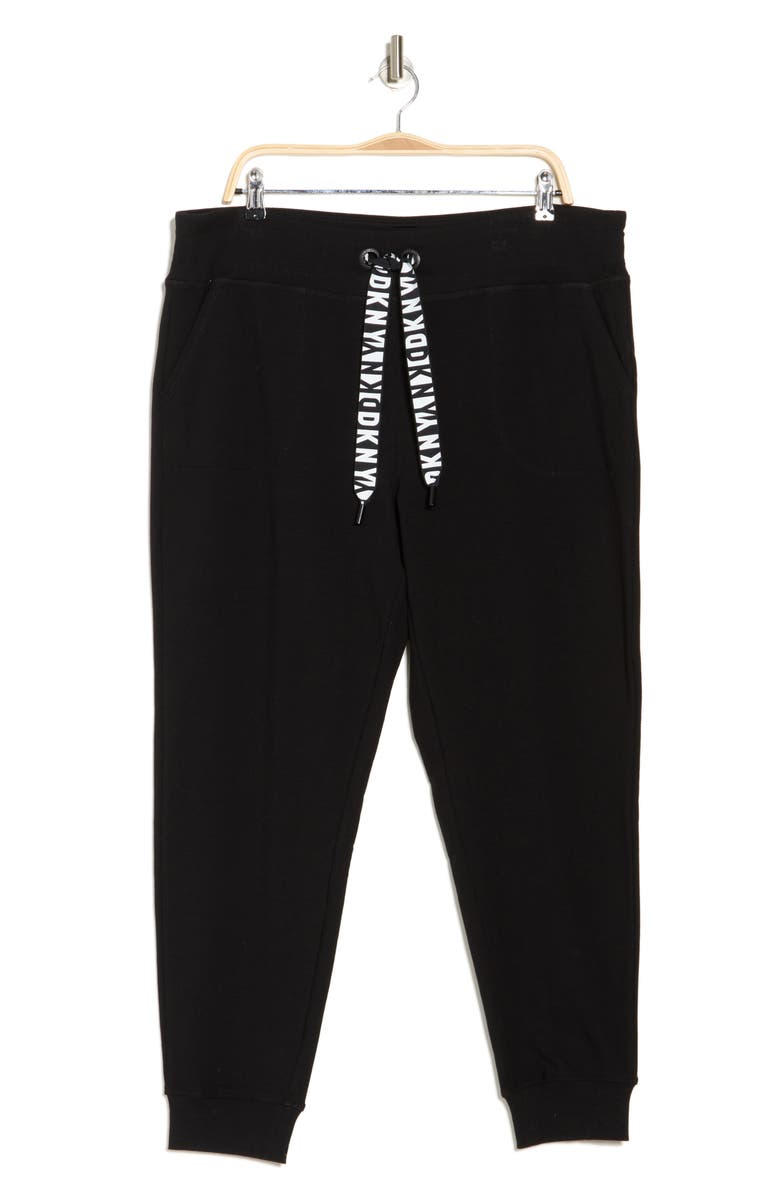 DKNY Stretch Cotton Joggers, Alternate, color, Black