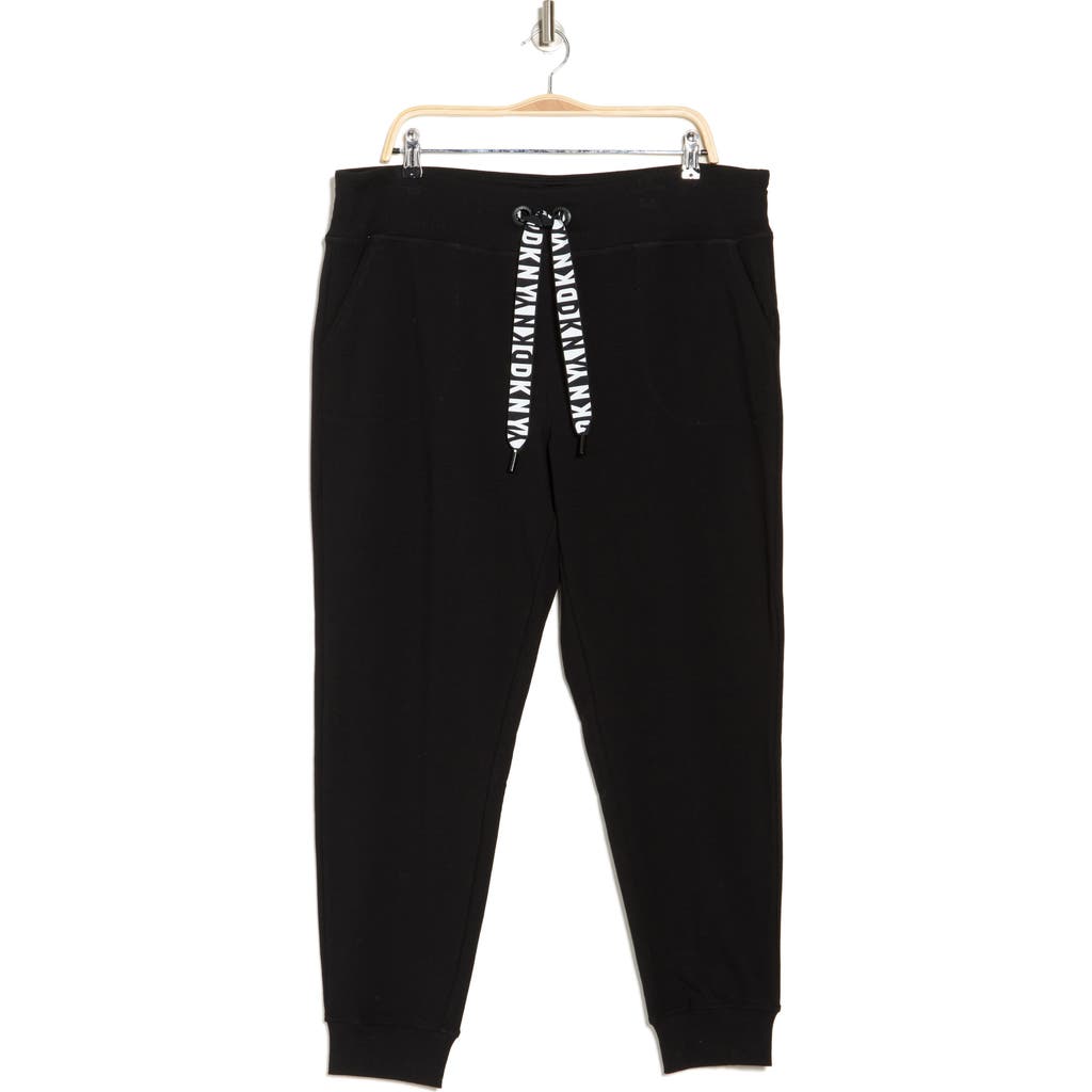 Dkny Stretch Cotton Joggers In Black