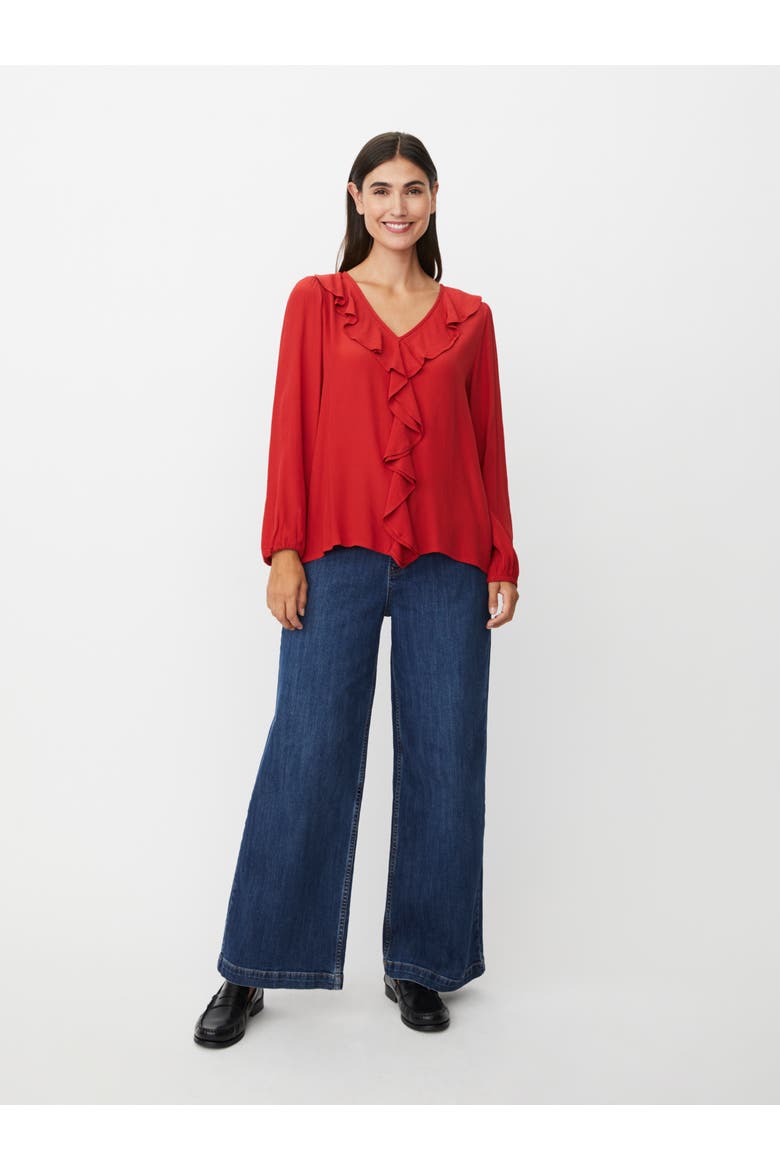 Mabeauna Ruffled V-Neck Blouse, Alternate, color, Scarlet Sage