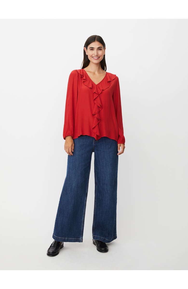 Masai Copenhagen Mabeauna Ruffled V-Neck Blouse, Alternate, color, Scarlet Sage