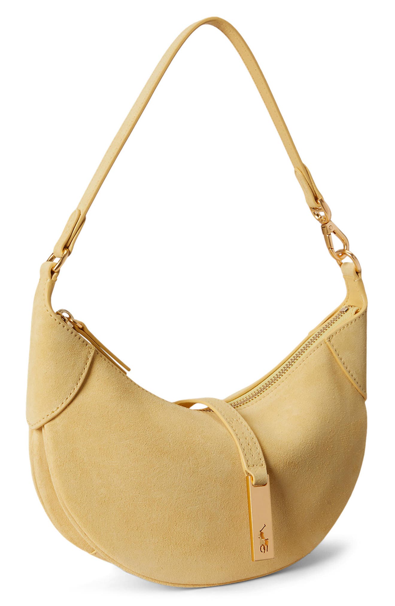 Polo Ralph Lauren Mini Polo ID Suede Shoulder Bag, Alternate, color, Lemon Meringue