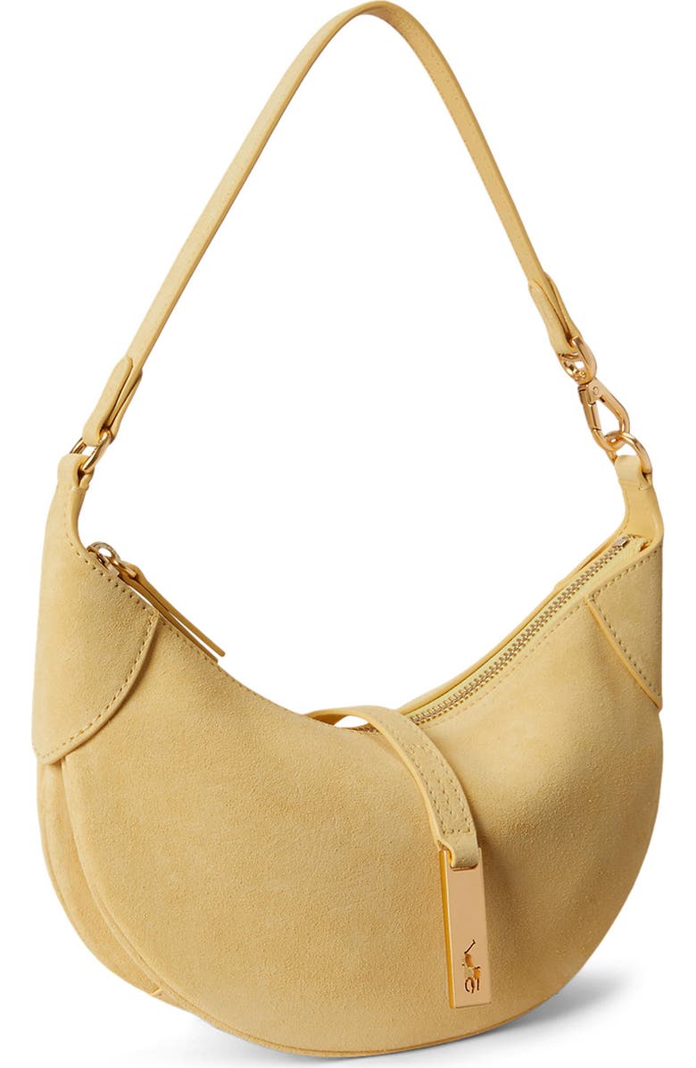 Polo Ralph Lauren Mini Polo ID Suede Shoulder Bag, Alternate, color, Lemon Meringue