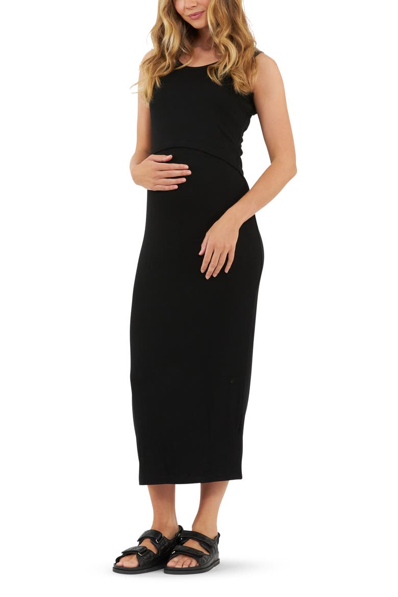 Rib Maxi Nursing Dress, Alternate, color, Black