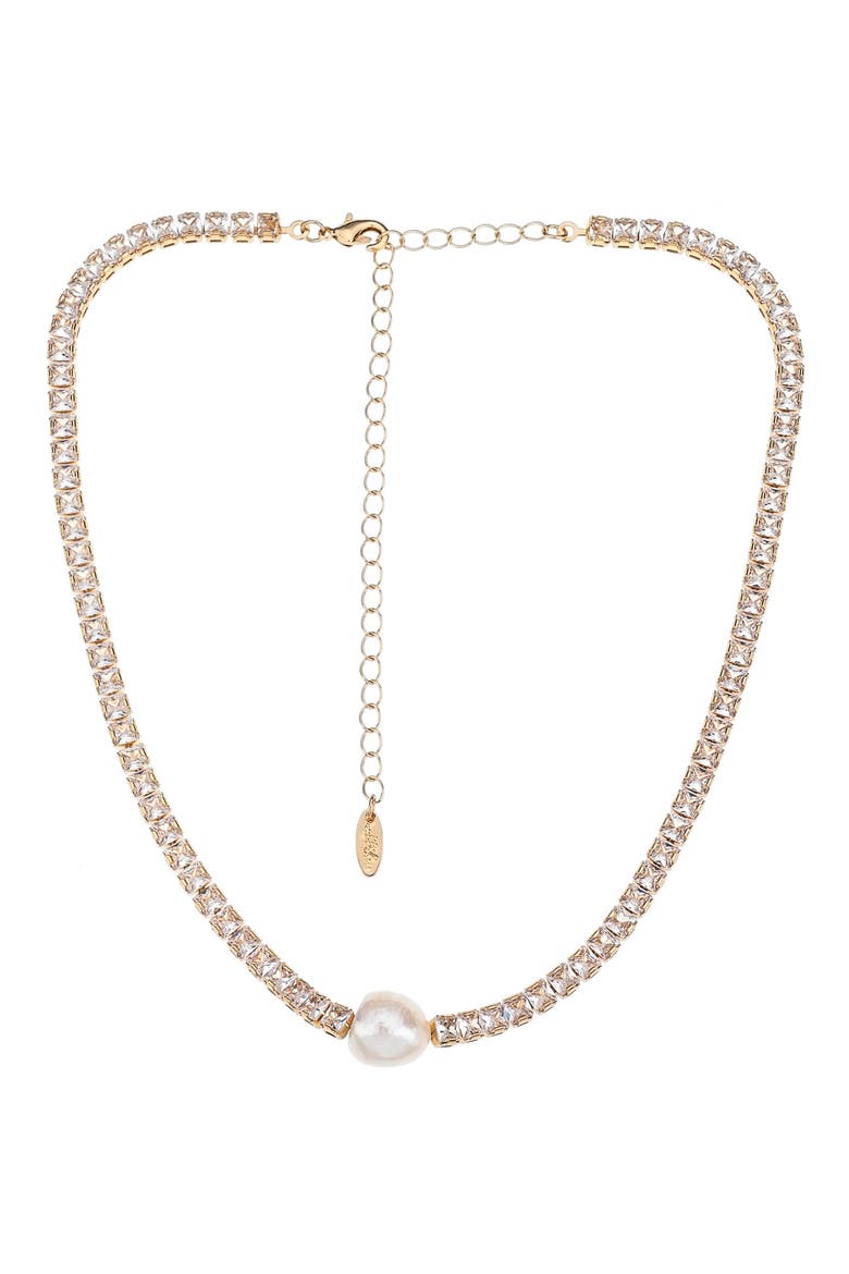 Freshwater Pearl Tennis Necklace, Alternate, color, GOLD