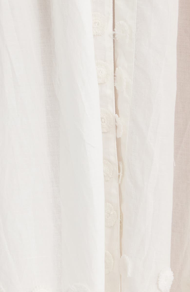 Ulla Johnson Emera Embroidered Tie Waist Long Sleeve Midi Dress, Alternate, color, Pristine