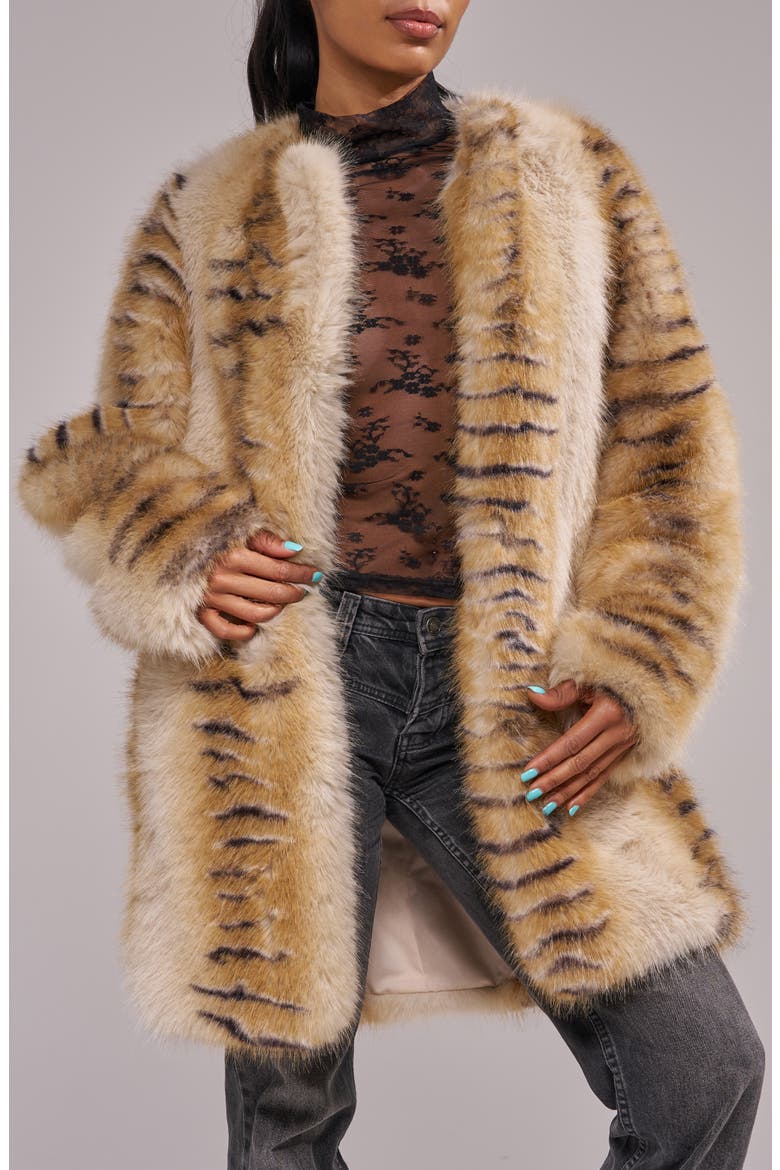 Elle Faux Fur Jacket, Alternate, color, CREAM MULTI