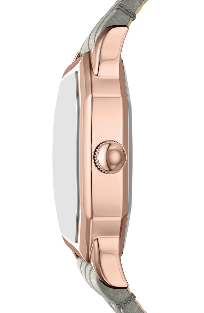 Fossil Harlow Croc Embossed Leather Strap Watch, 27mm, Alternate, color, Grey/ Rose Gold