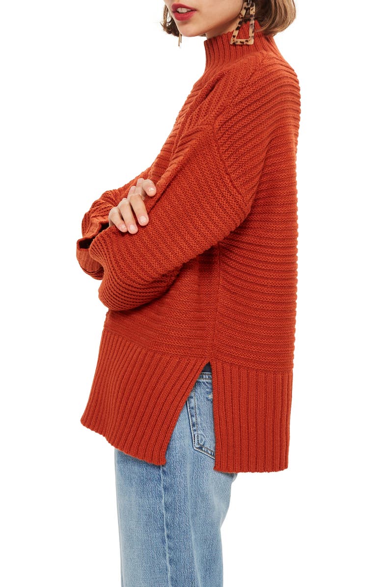 Topshop Mock Neck Sweater, Alternate, color,