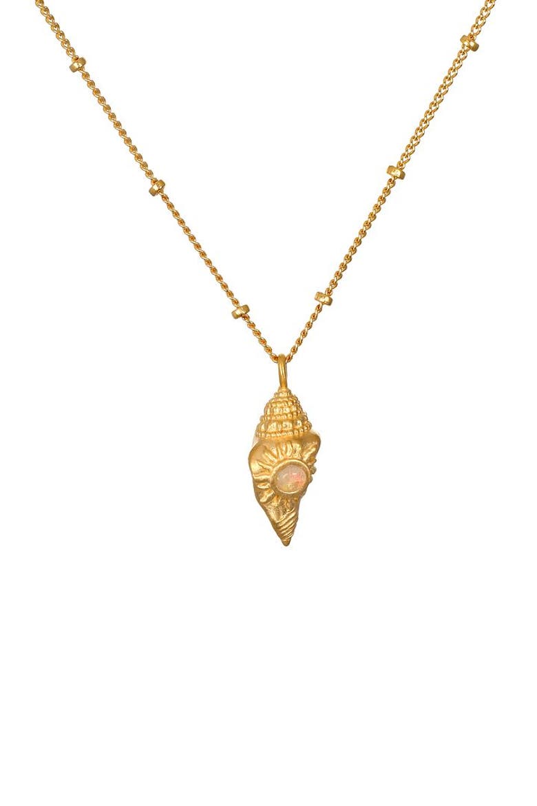Resilient Spirit Opal Conch Shell Necklace, Main, color, Gold