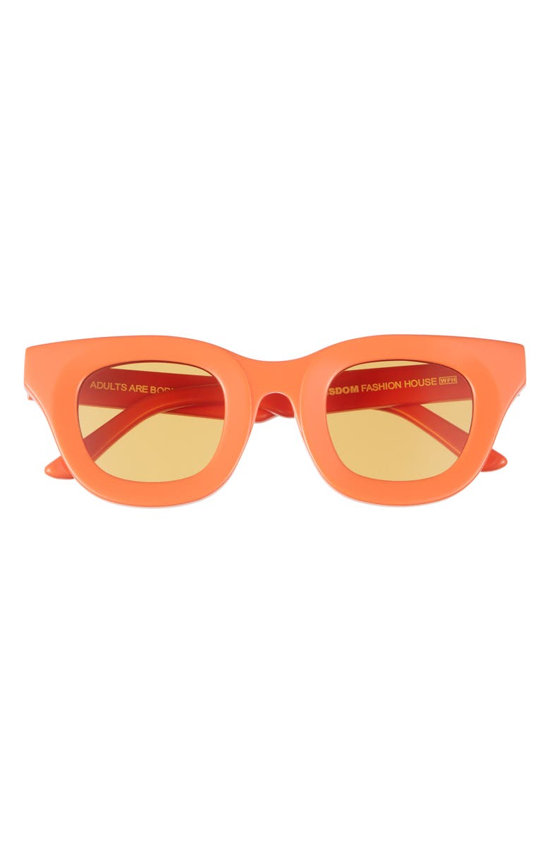 Wisdom Frame 3 43mm Round Sunglasses, Main, color, Orange