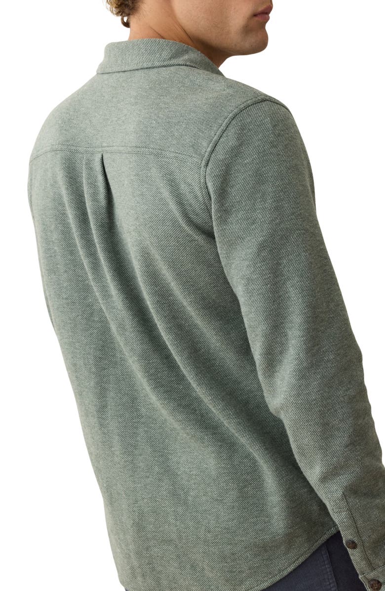 Marine Layer Pacifica Knit Flannel Button-Up Overshirt, Alternate, color, Olive