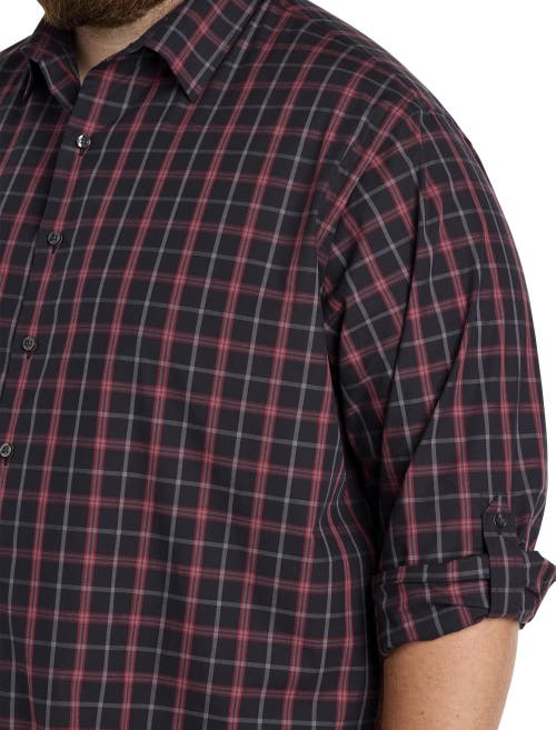 Synrgy By Dxl Plaid Sport Shirt In Black Red