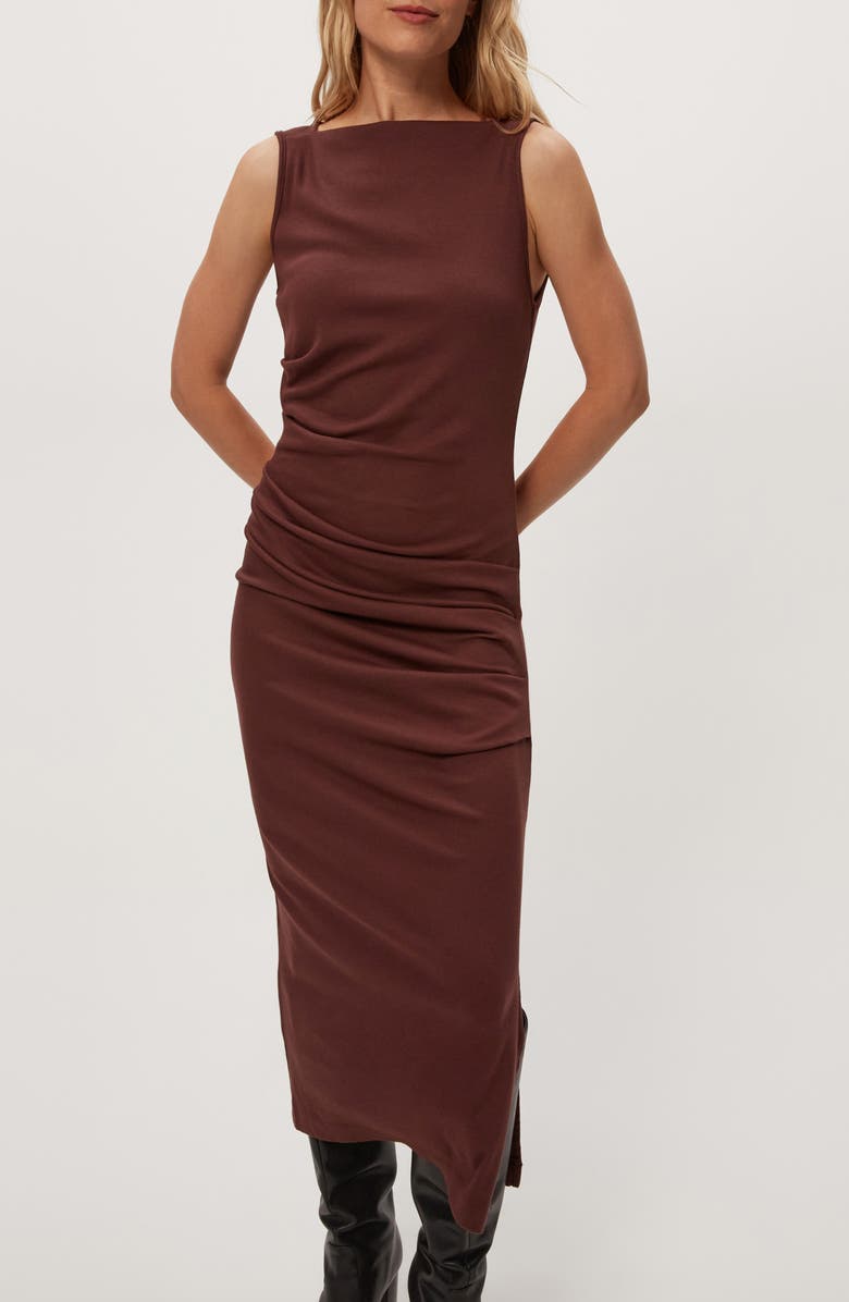 Michael Stars Reign Ruched Sleeveless Maxi Dress, Alternate, color, Espresso