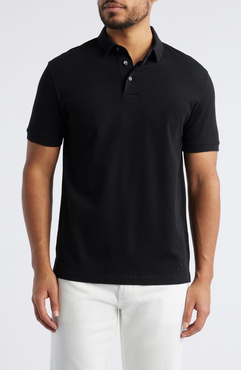 Emporio Armani Tonal Textured Wave Cotton Polo, Main, color, 