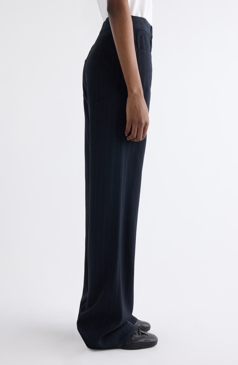 Acne Studios Poltana Fluid Pinstripe Bootcut Trousers, Alternate, color, Navy