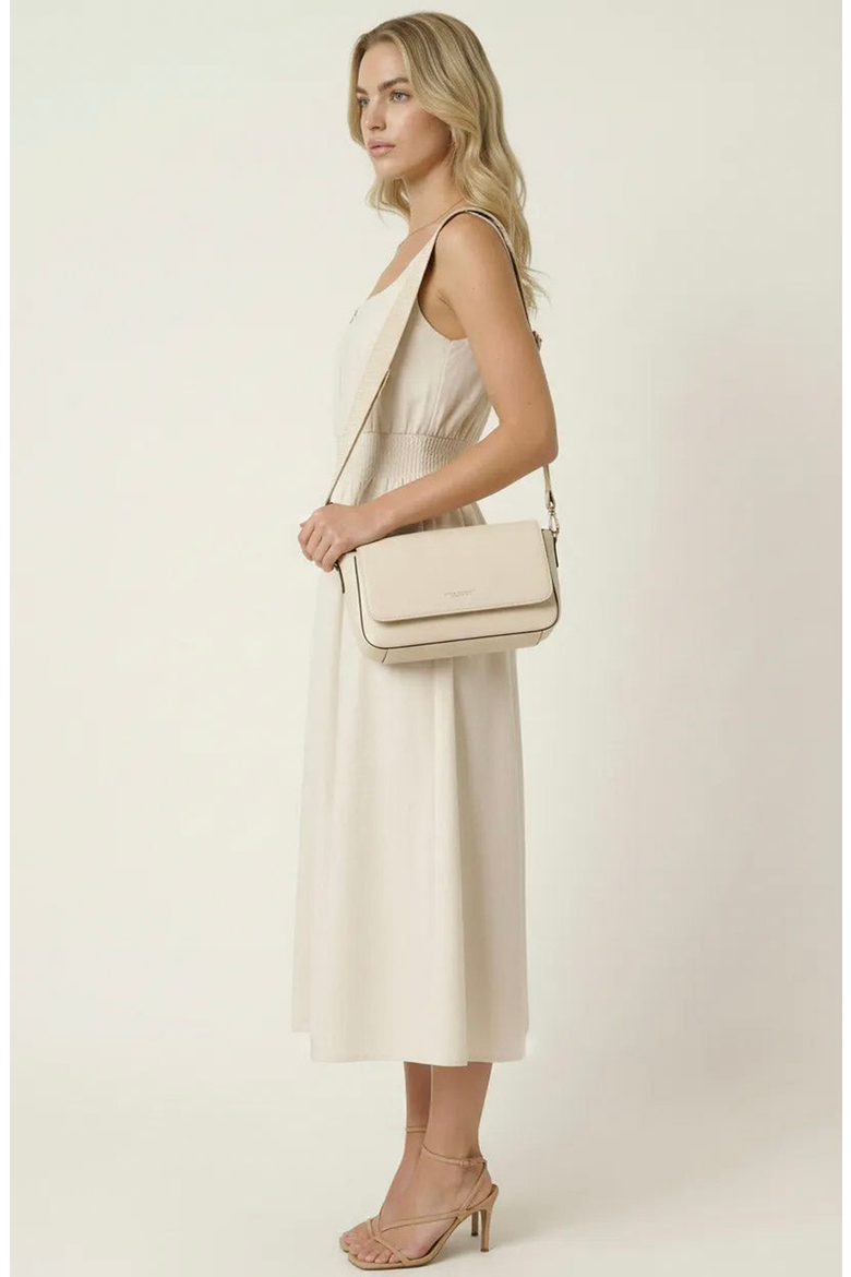 Sleeveless Smocked Front Zip Midi Dress, Alternate, color, Cream