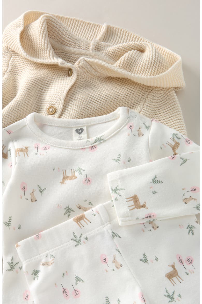 Bodysuit, Leggings & Cardigan Set, Alternate, color, IVORY EGRET WOODLAND FLORAL