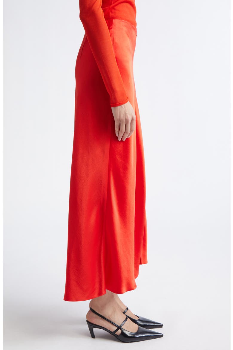 Bias Cut Washed Twill Slip Skirt, Alternate, color, PAPAYA