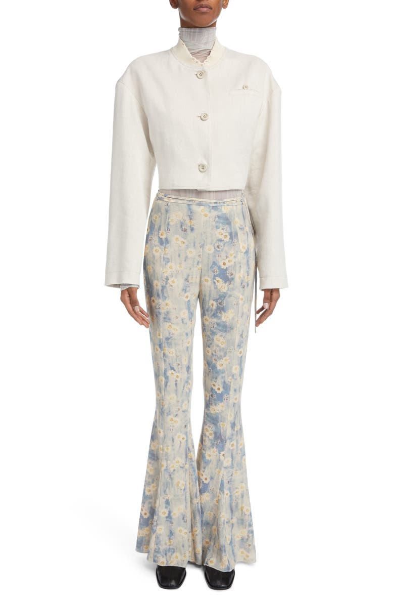 Acne Studios Pikan Floral Print Flare Leg Pants, Alternate, color, 