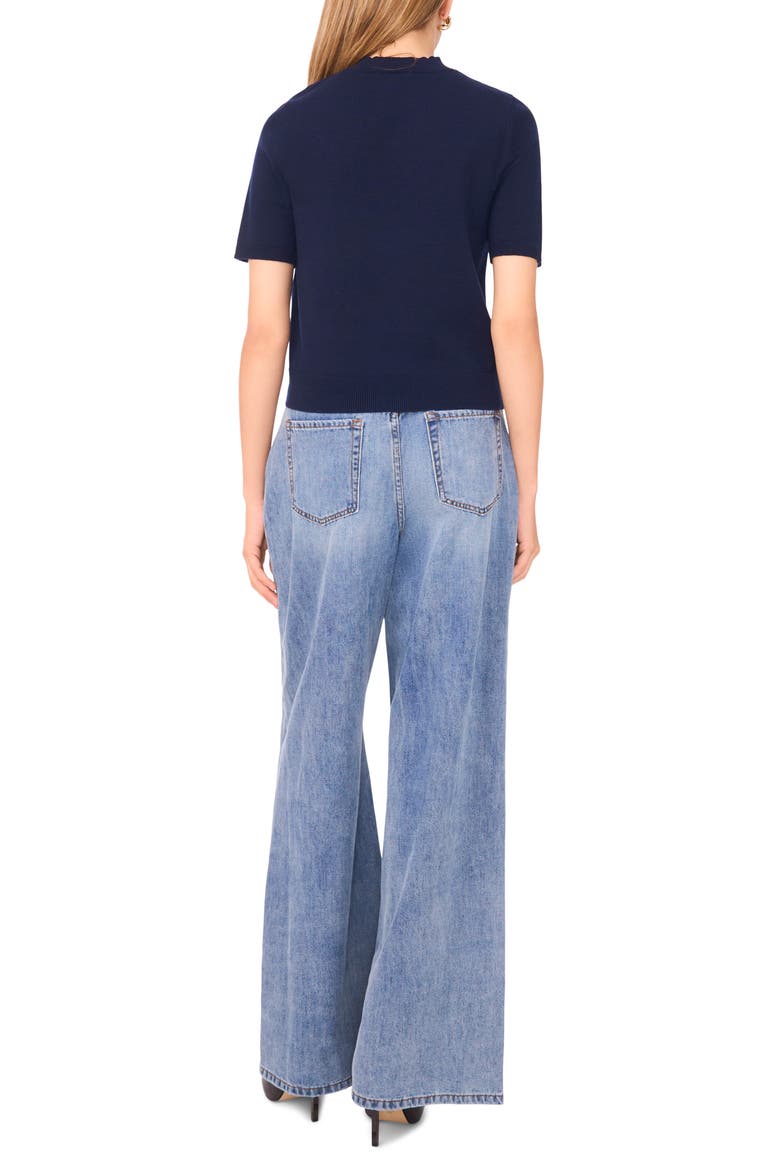 Saddle Short Sleeve Sweater, Alternate, color, CLASSIC NAVY