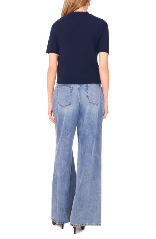 1.state Saddle Short Sleeve Sweater In Blue