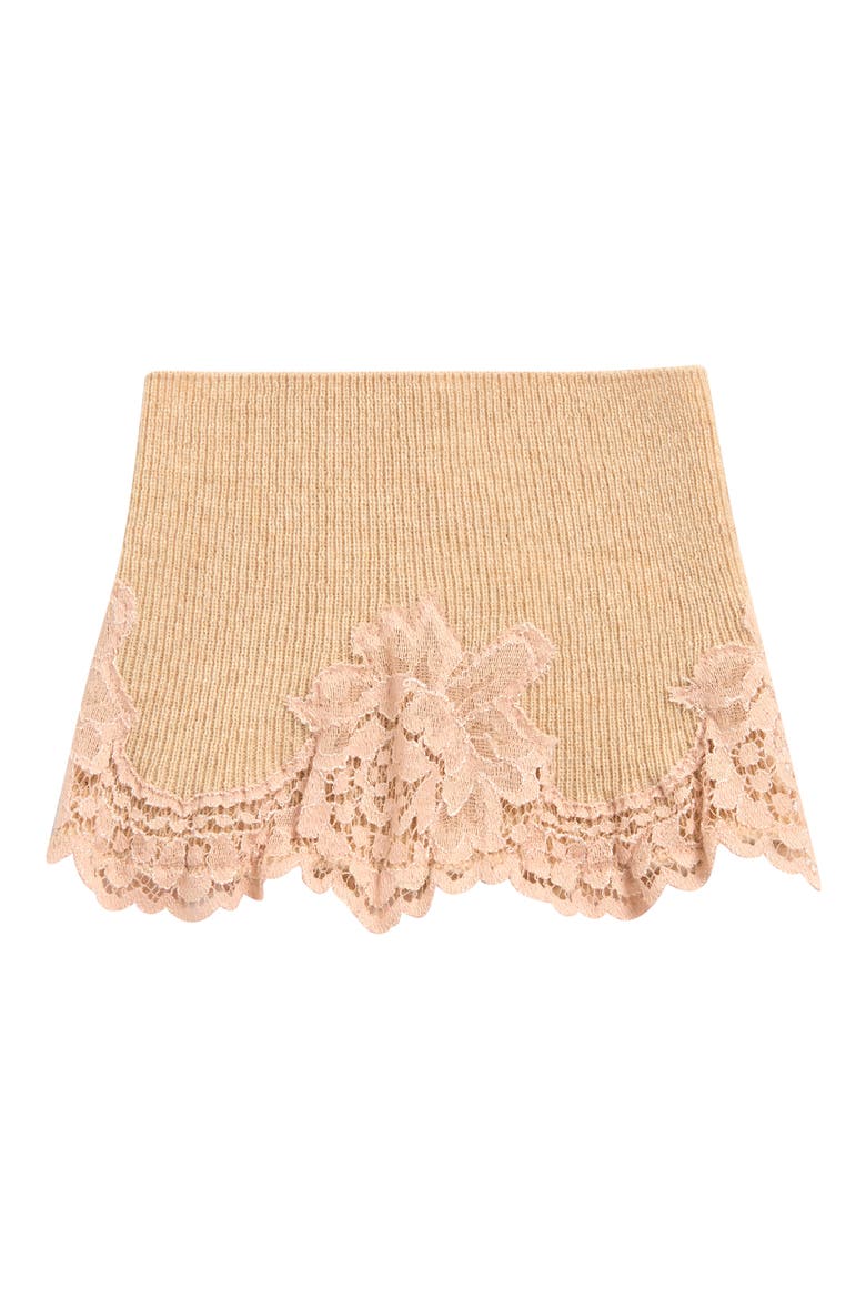 Lace Trim Cashmere Headband, Main, color, ALABASTER/ ROSE DUST
