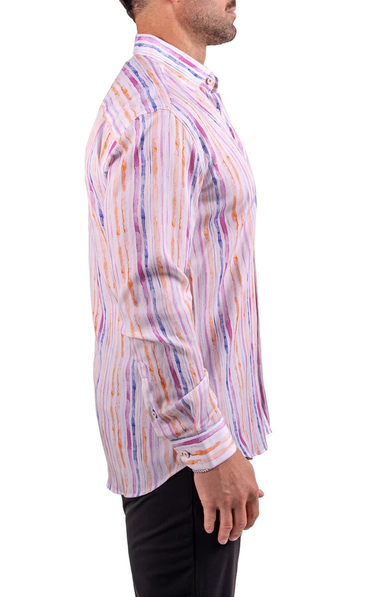 Maceoo Fibonacci Resistance Contemporary Fit Button-Up Shirt, Alternate, color, White Multi Stripe