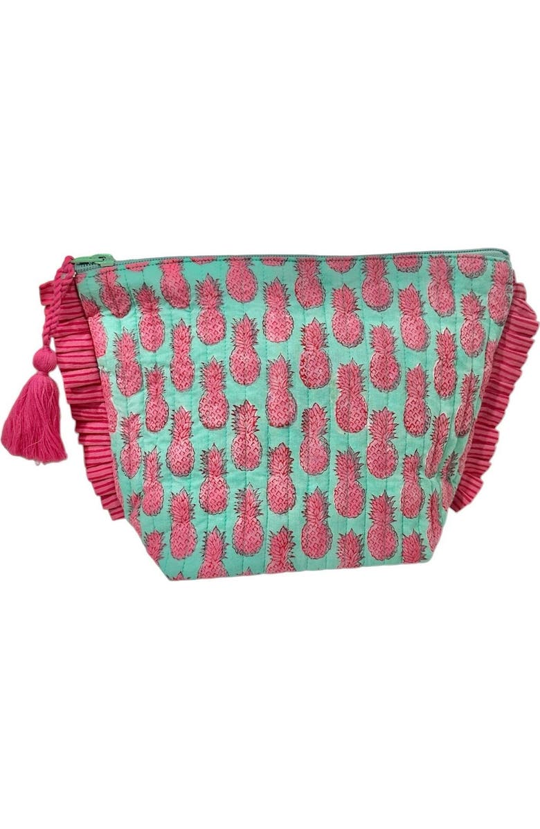 Mer St. Barth La Plage Ruffle Pouch, Main, color, Pineapple Crush Pink