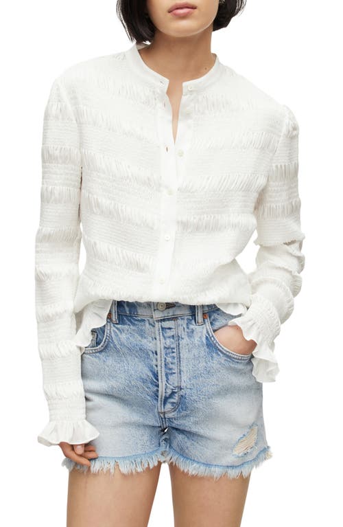 AllSaints Meg Shirred Blouse in White