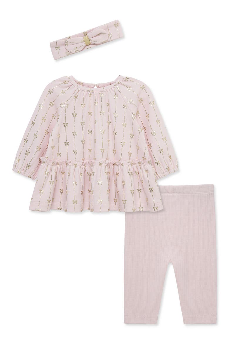 Kids' Bow Tunic, Leggings & Headband 3-Piece Set, Main, color, PINK