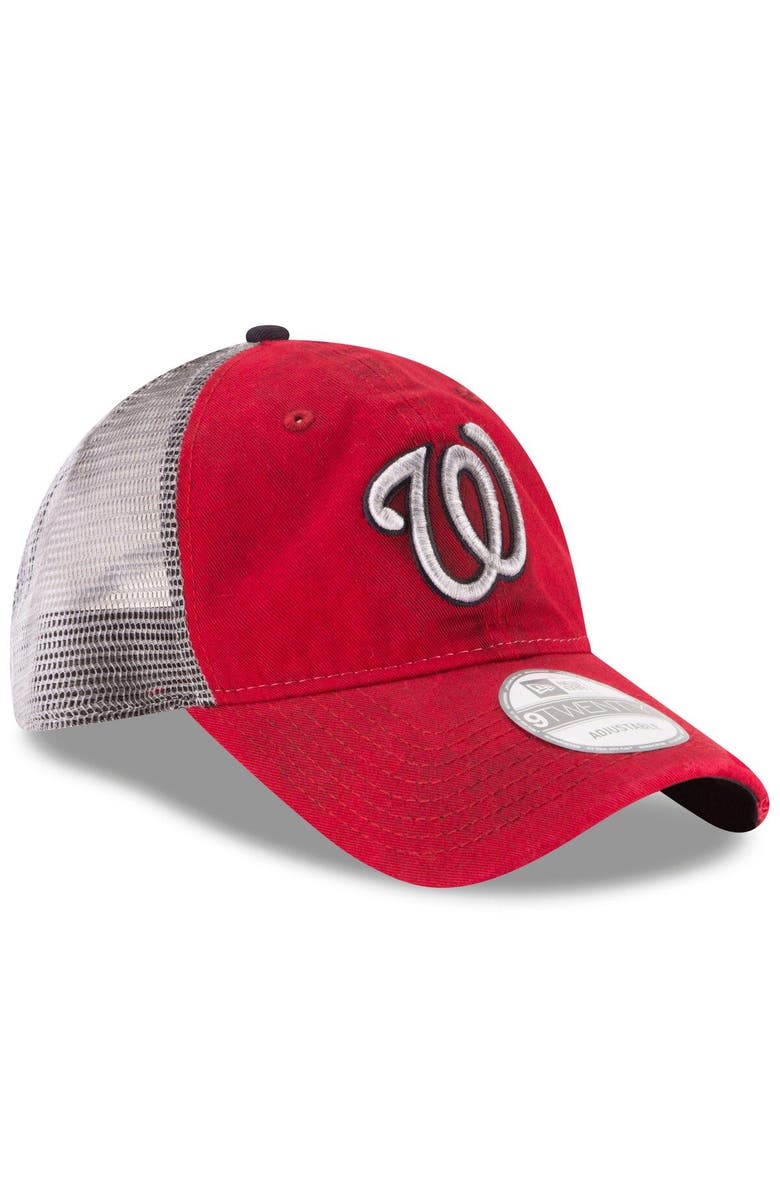 New Era Men's New Era Red Washington Nationals Team Rustic 9TWENTY Trucker Adjustable Hat, Alternate, color, Red