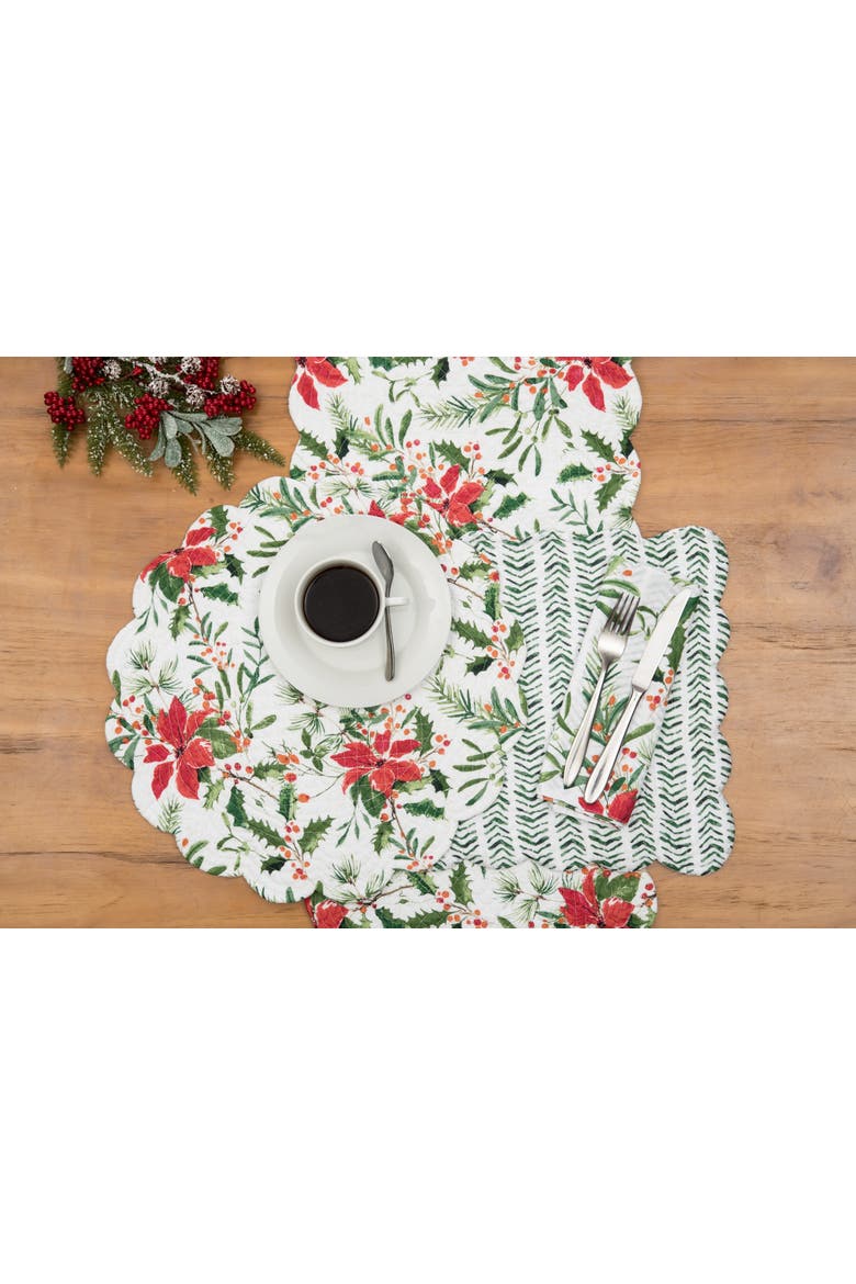 Silvia Poinsettia Napkin, Alternate, color, Red