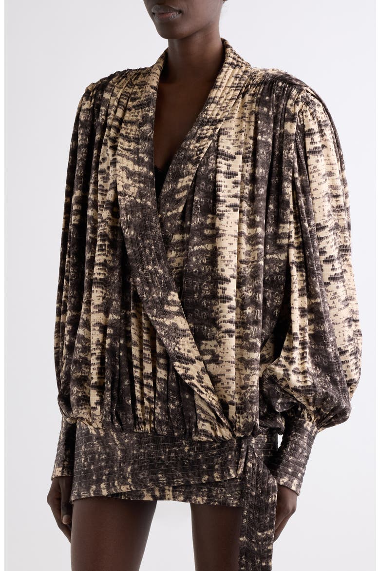 Dilja Surplice Neck Silk Minidress, Alternate, color, BEIGE