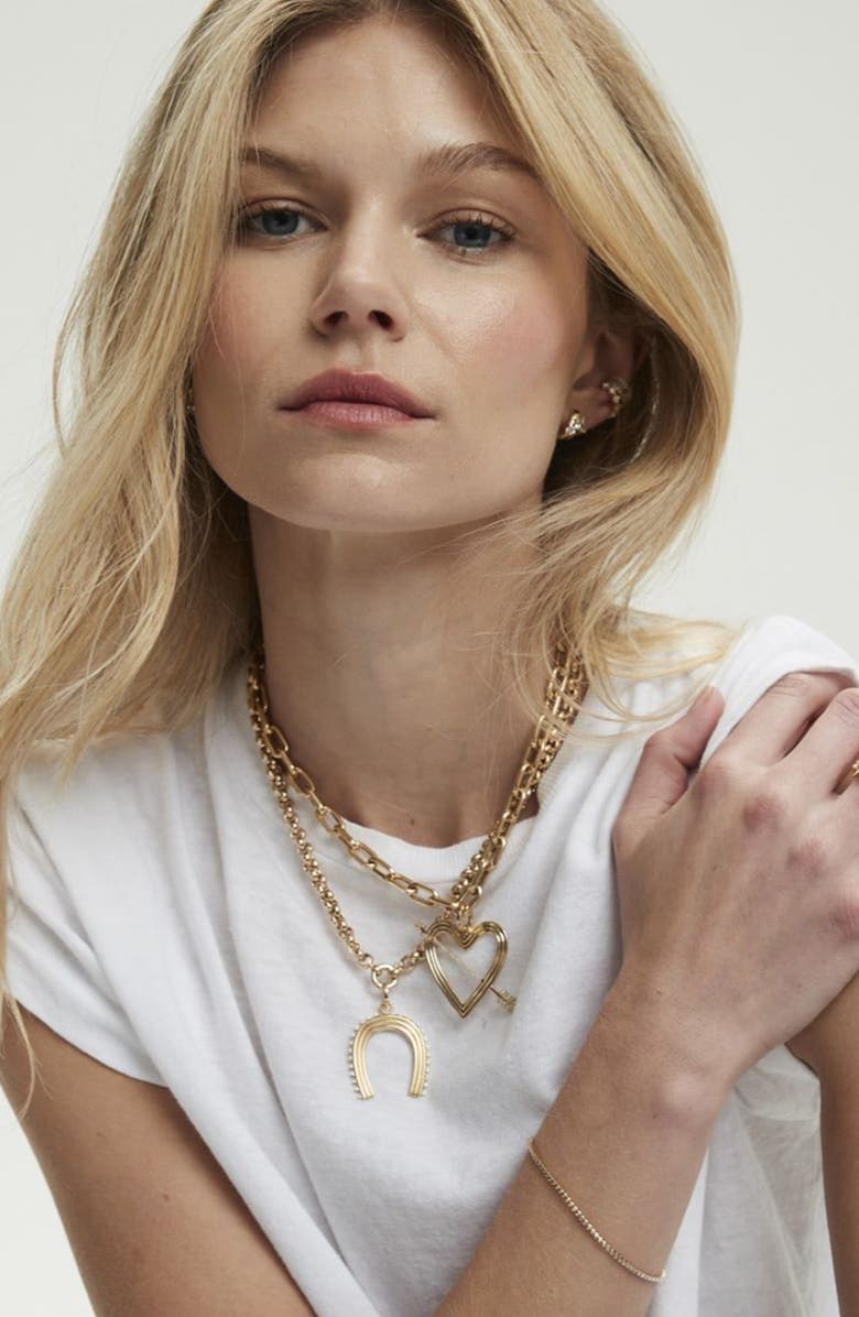 Adina Reyter Extra Large Groovy Diamond Horseshoe Charm, Alternate, color, 14K Yellow Gold