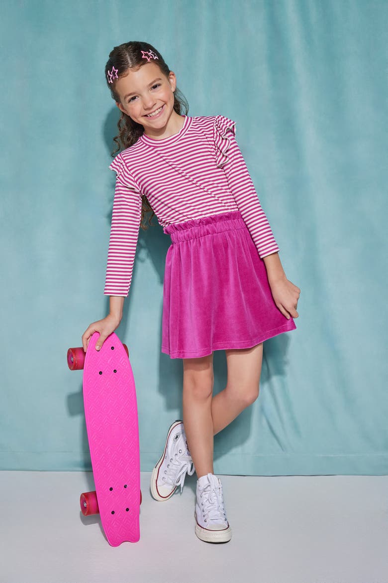 Kids' Velour Portofino Skirt, Alternate, color, Magenta Velour