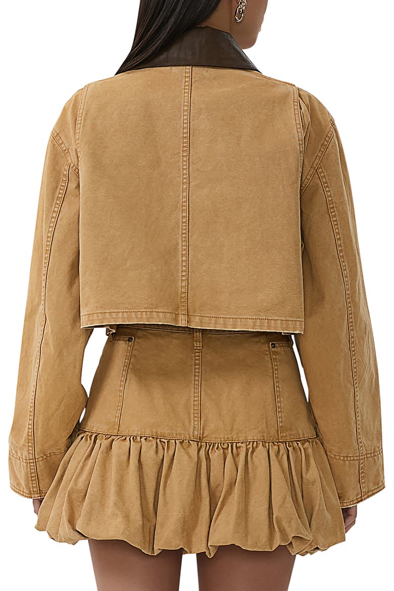 Wrenley Crop Denim Jacket, Alternate, color, BEIGE KHAKI