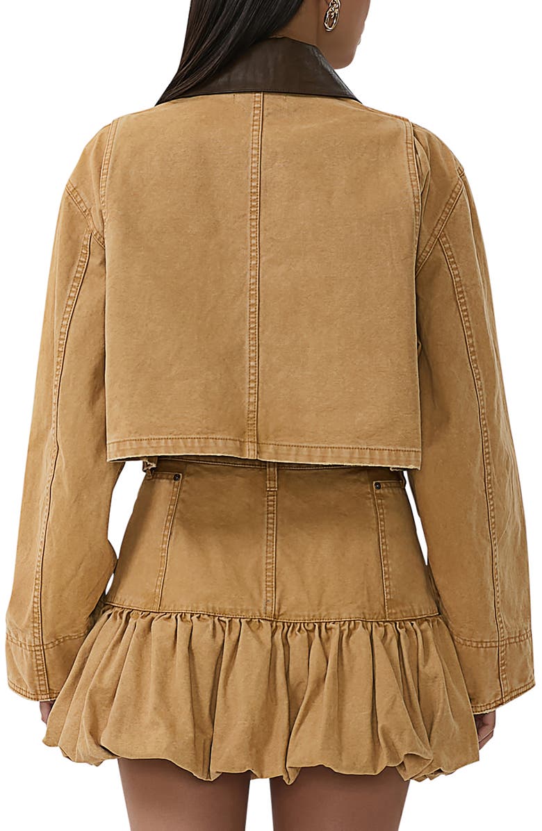 AFRM Wrenley Crop Denim Jacket, Alternate, color, Beige Khaki