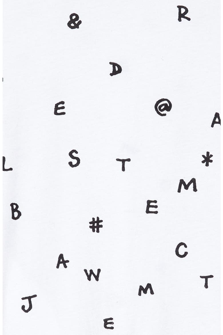 Print Gather Sleeve Dress, Alternate, color, WHITE WORD SEARCH