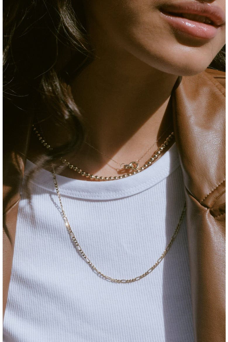 Gold Figaro Chain Necklace, Alternate, color, White Gold Vermeil